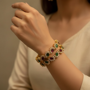 Emerald Ruby Bangles made with Sterling Silver