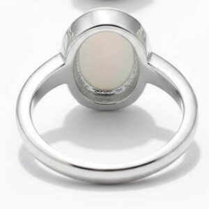 6.15 Ct Australian Opal Ring, 925 Sterling Silver Bezel Set Ring