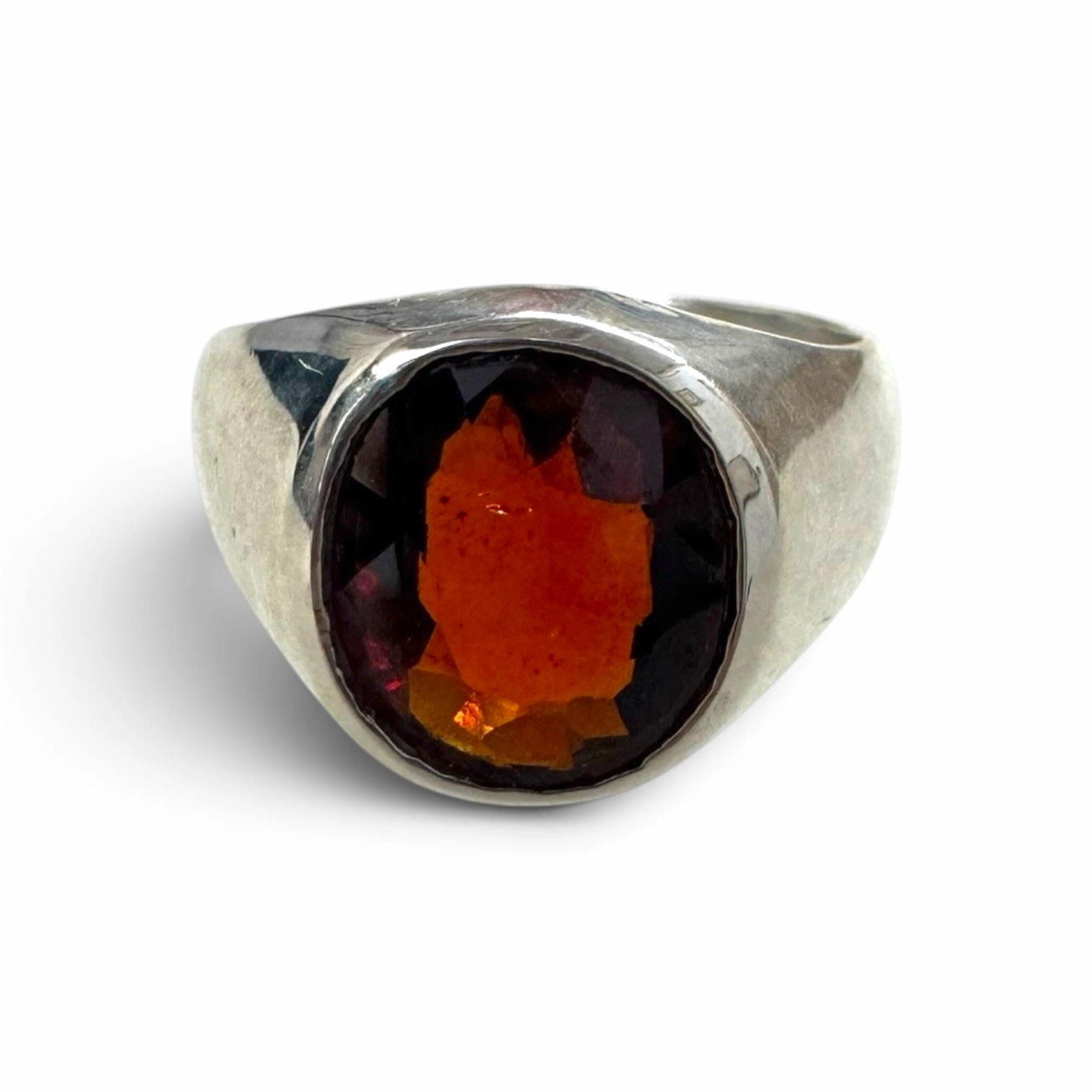 Natural Hessonite Garnet Faceted Ring (2) Natural Hessonite Garnet Faceted Ring