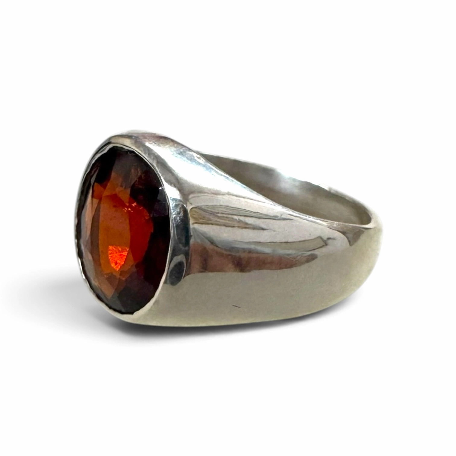 Natural Hessonite Garnet Faceted Ring (3) Natural Hessonite Garnet Faceted Ring