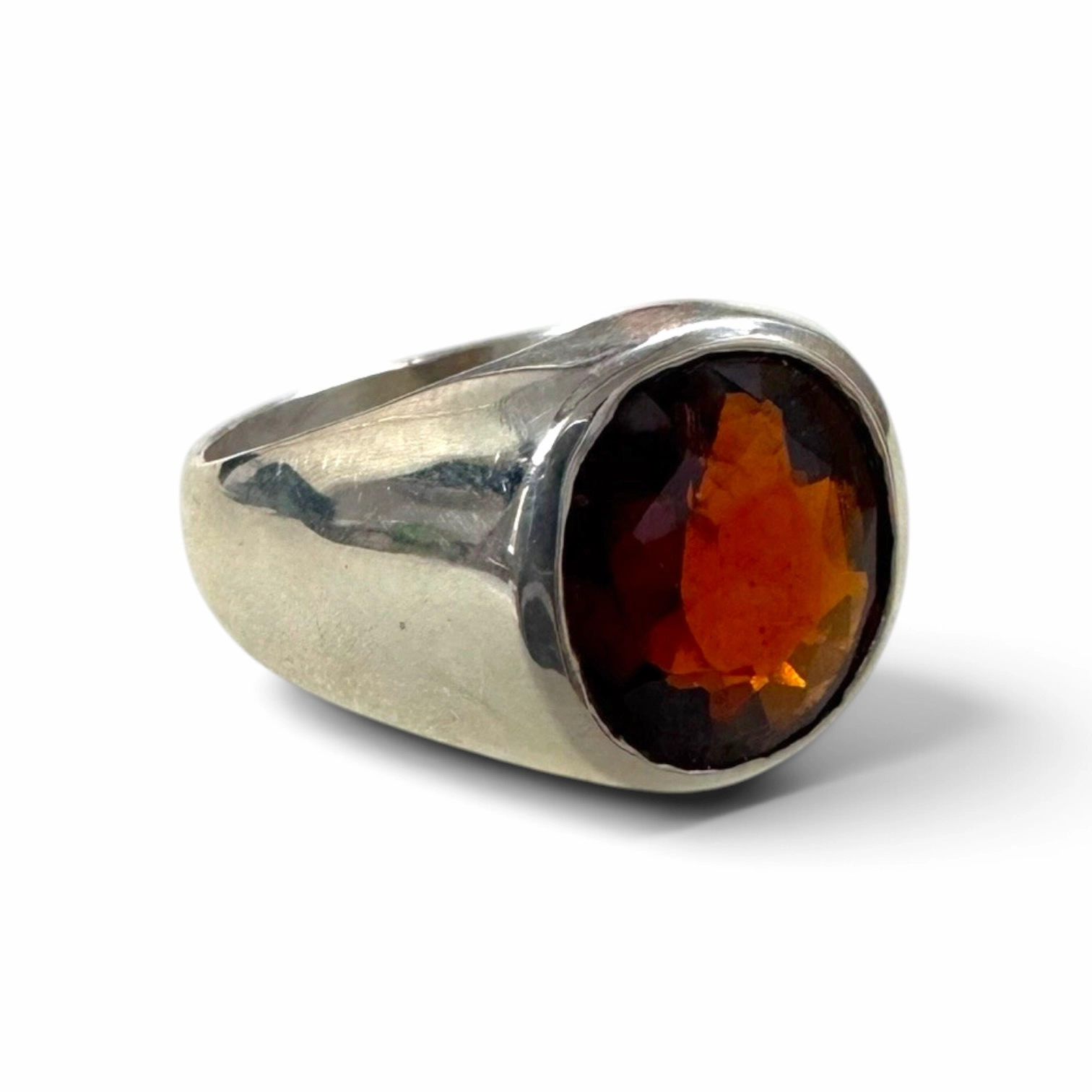 Natural Hessonite Garnet Faceted Ring (4) Natural Hessonite Garnet Faceted Ring