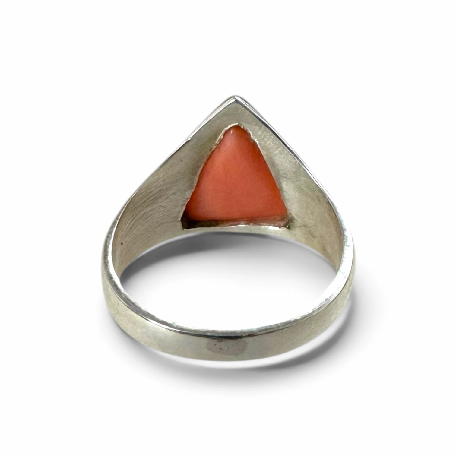 Natural Peach Coral Triangular Ring (1) Natural Peach Coral Triangular Ring