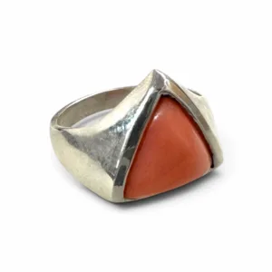 Natural Peach Coral Triangular Ring