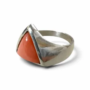 Natural Peach Coral Triangular Ring