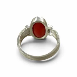 Natural Red Coral Oval Cabochon Ring