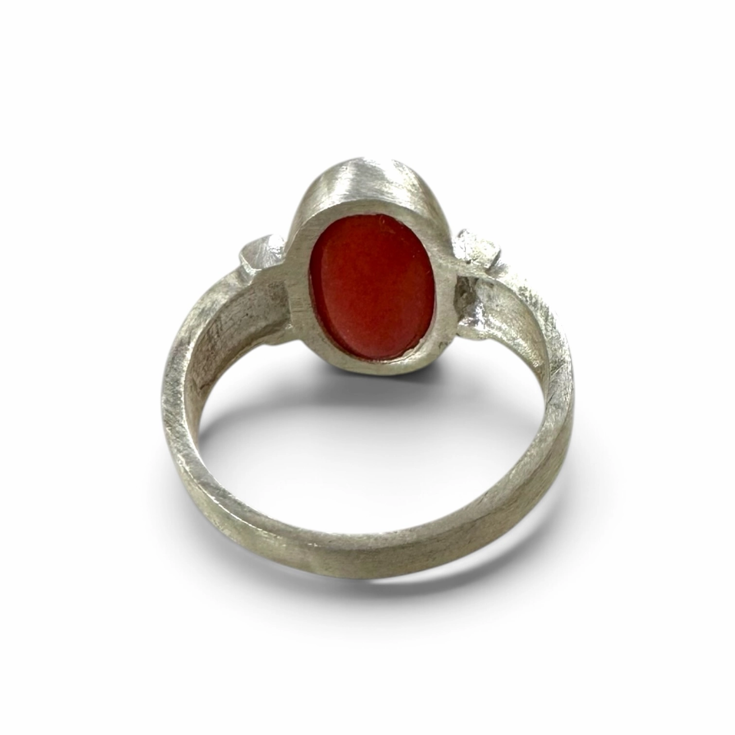 Natural Red Coral Oval Cabochon Ring (1) Natural Red Coral Oval Cabochon Ring