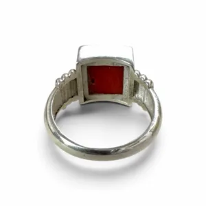Natural Red Coral Square Ring