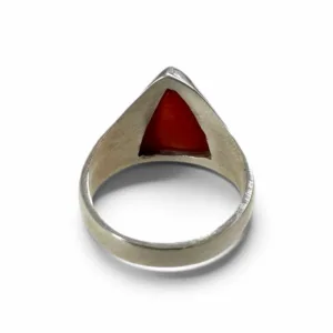 Natural Red Coral Triangular Ring