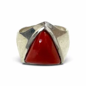 Natural Red Coral Triangular Ring