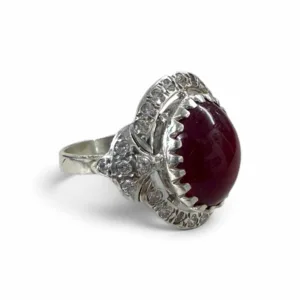 Natural Ruby Cabochon Ring in 925 Sterling Silver