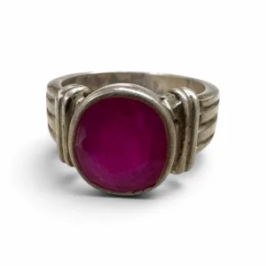 Natural Ruby Faceted Ring in 925 Sterling Silver