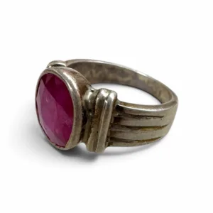 Natural Ruby Faceted Ring in 925 Sterling Silver