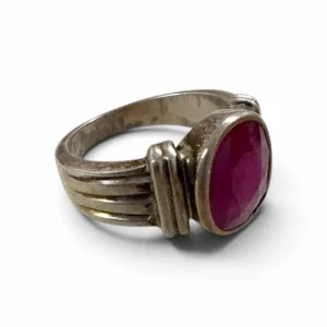 Natural Ruby Faceted Ring in 925 Sterling Silver