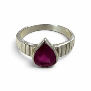 Natural Ruby Teardrop 925 Sterling Silver Ring