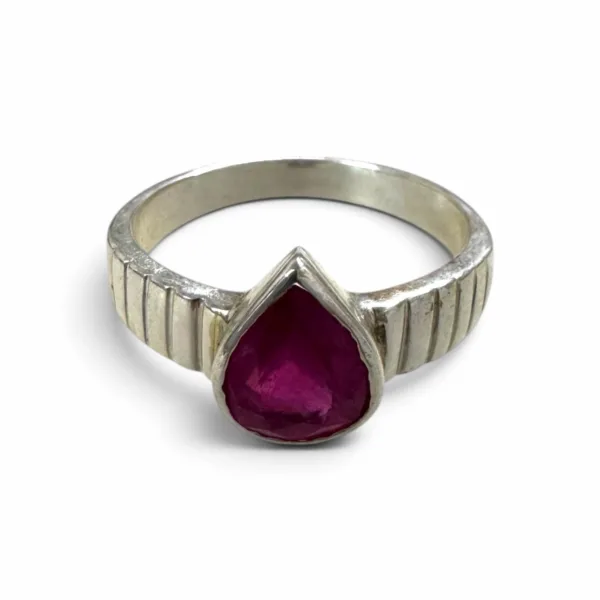 Natural Ruby Teardrop 925 Sterling Silver Ring