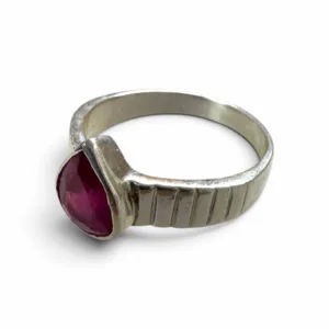 Natural Ruby Teardrop 925 Sterling Silver Ring